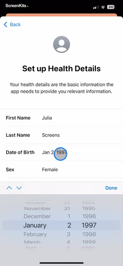 Apple Health forms UI screen 8
