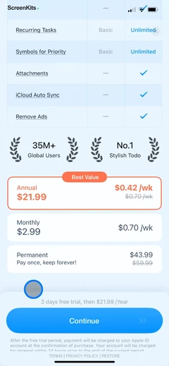 Todo List & Reminder - Todoery paywalls UI screen 10