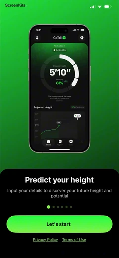 GoTall - Height Predictor app preview video onboarding paywall mobile app UI screen 4