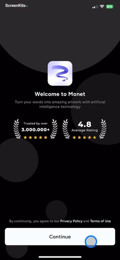 AI Image Generator - Monet onboarding UI screen 5