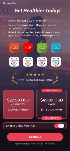 C25K® 5K Running Coach & Map paywalls UI screen 11