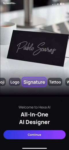 AI Art Generator & Logo - Hexa onboarding UI screen 5