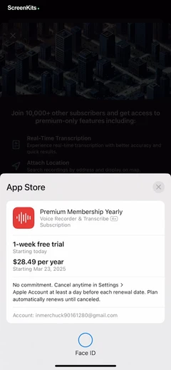 Voice Recorder & Transcribe mobile app UI screen 7