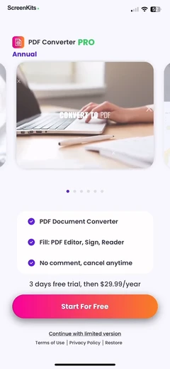 PDF Converter - PDF Editor・ paywalls UI screen 9