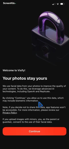 Visify onboarding and permissions UI screen 4