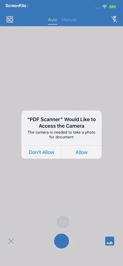 PDF & Document Scanner. permissions UI screen 11