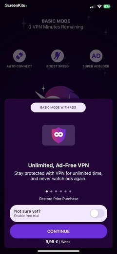 Free VPN by Free VPN .orgTM paywalls UI screen 5