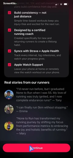 None to Run- Beginner, 5K, 10K mobile app UI screen 5