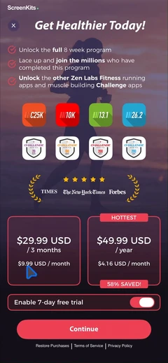 C25K® 5K Running Coach & Map paywalls UI screen 6