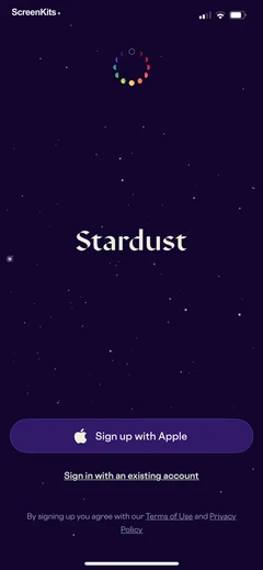 Stardust Period Tracker mobile app UI screen 3