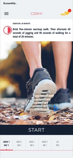 C25K® 5K Running Coach & Map mobile app UI screen 4