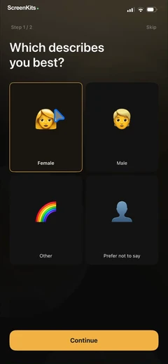 Pose mobile app UI screen 5
