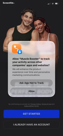 Muscle Booster Workout Tracker onboarding and permissions UI screen 4