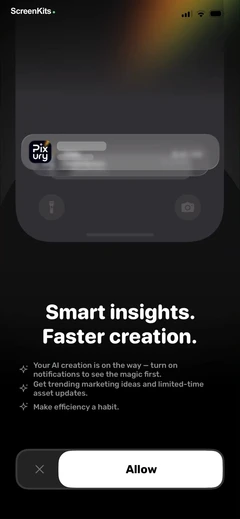 AI Product Video & Ad - Pixury permissions UI screen 5