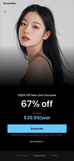 SODA - Natural Beauty Camera paywalls UI screen 8