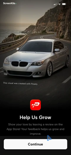 Posely- AI Car Photo & Video mobile app UI screen 6