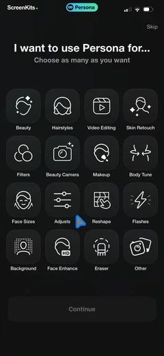 Persona- Beauty Camera mobile app UI screen 10