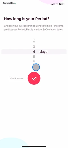 My period calendar Pinkllama mobile app UI screen 4
