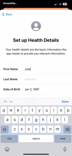 Apple Health forms UI screen 5