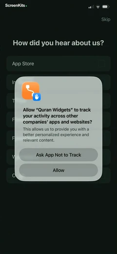 Quran Widgets- Verses & Duas permissions UI screen 3