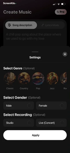 MyTunes - AI Music Generator mobile app UI screen 12