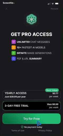 genora-ai-chat-bot-assistant paywalls UI screen 8