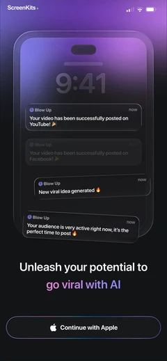 blow-up-go-viral-with-ai mobile app UI screen 3
