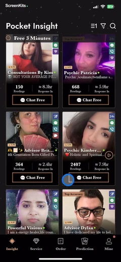 Pocket Insight Psychic Reading mobile app UI screen 6