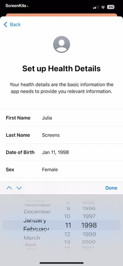 Apple Health forms UI screen 10