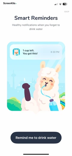 Water tracker Waterllama mobile app UI screen 11