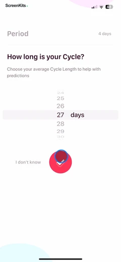My period calendar Pinkllama mobile app UI screen 7