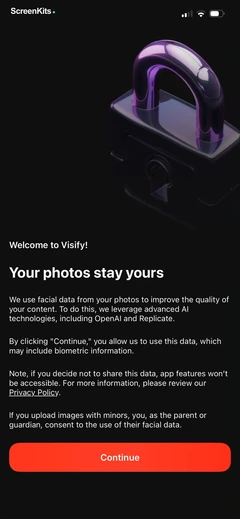 Visify onboarding and permissions UI screen 3