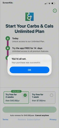 Carbs & Cals- Diet & Diabetes mobile app UI screen 9