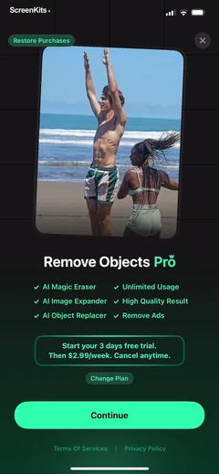 Remove Objects paywalls UI screen 9