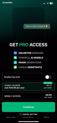 My AI Assistant paywalls UI screen 9