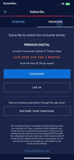 The Sydney Morning Herald mobile app UI screen 11