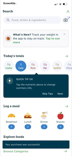 Carbs & Cals- Diet & Diabetes mobile app UI screen 11