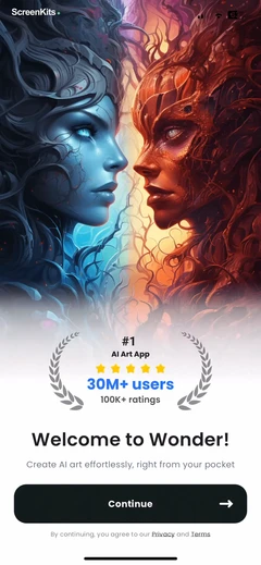 Wonder - AI Art Generator onboarding UI screen 6