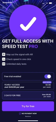 Speed Test & Wifi Analyzer + paywalls UI screen 8