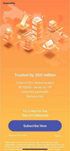 Turbo VPN Private Browser paywalls UI screen 4
