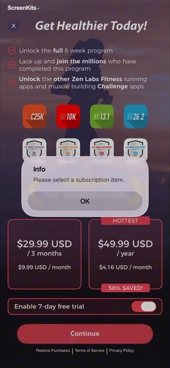 C25K® 5K Running Coach & Map paywalls UI screen 8