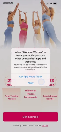 Workout for Women- Home & Gym onboarding and permissions UI screen 3