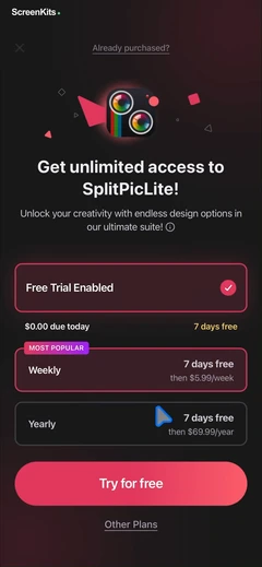Split Pic Collage Maker Layout paywalls UI screen 8