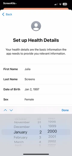 Apple Health forms UI screen 9