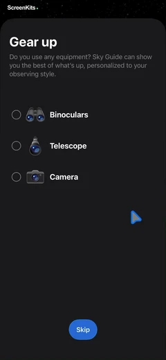 Sky Guide mobile app UI screen 10