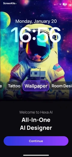 AI Art Generator & Logo - Hexa onboarding UI screen 9