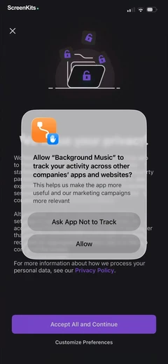 Add Background Music To Video permissions UI screen 3