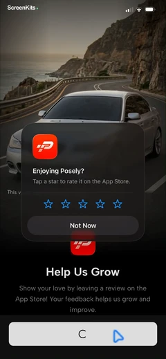Posely- AI Car Photo & Video mobile app UI screen 7