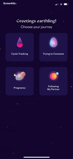 Stardust Period Tracker mobile app UI screen 9