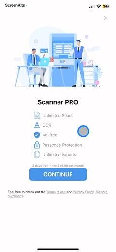Documents to PDF Scanner paywalls UI screen 3